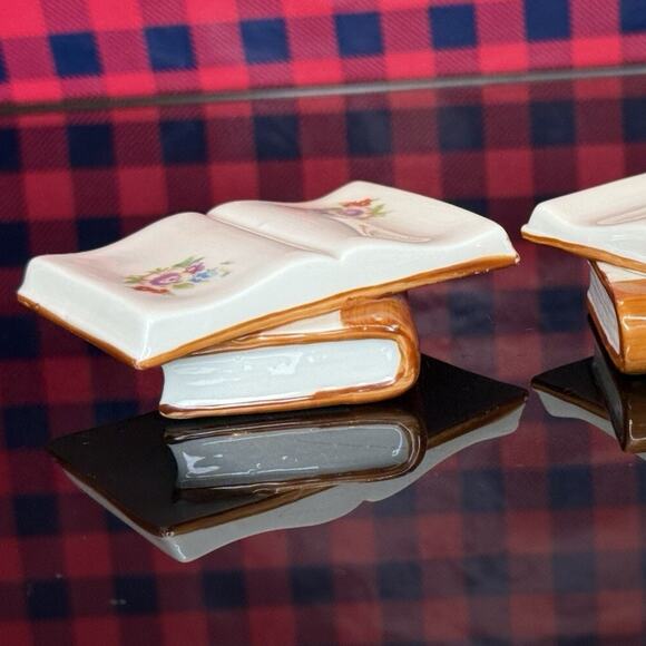 Pair Antique Porcelain Books Bernasconi AF South Post-Bidg. L Naples Italy - Picture 1 of 8